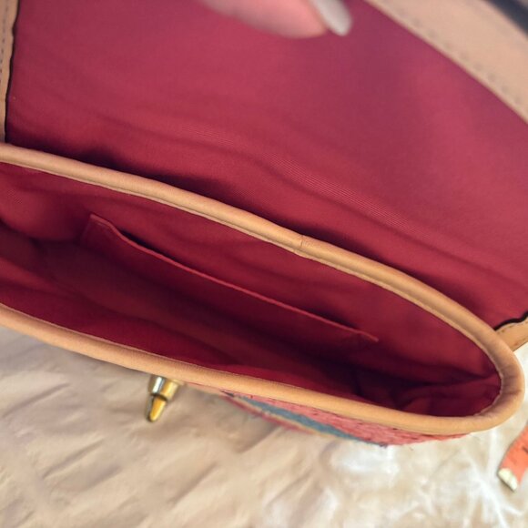 Coach Hampton Striped Multicolor Straw  Wristlet/Wallet - Picture 5 of 5